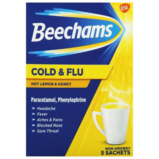 Beechams Cold & Flu Honey & Lemon 5 Sachets