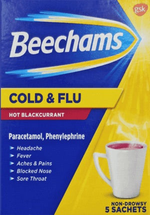 Beechams Cold and Flu  Blackcurrant 5 Sachets